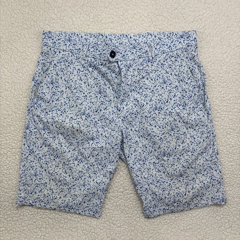 Greyson Montauk 10" Golf Shorts Mens Size 36 Blue White Floral AOP Performance